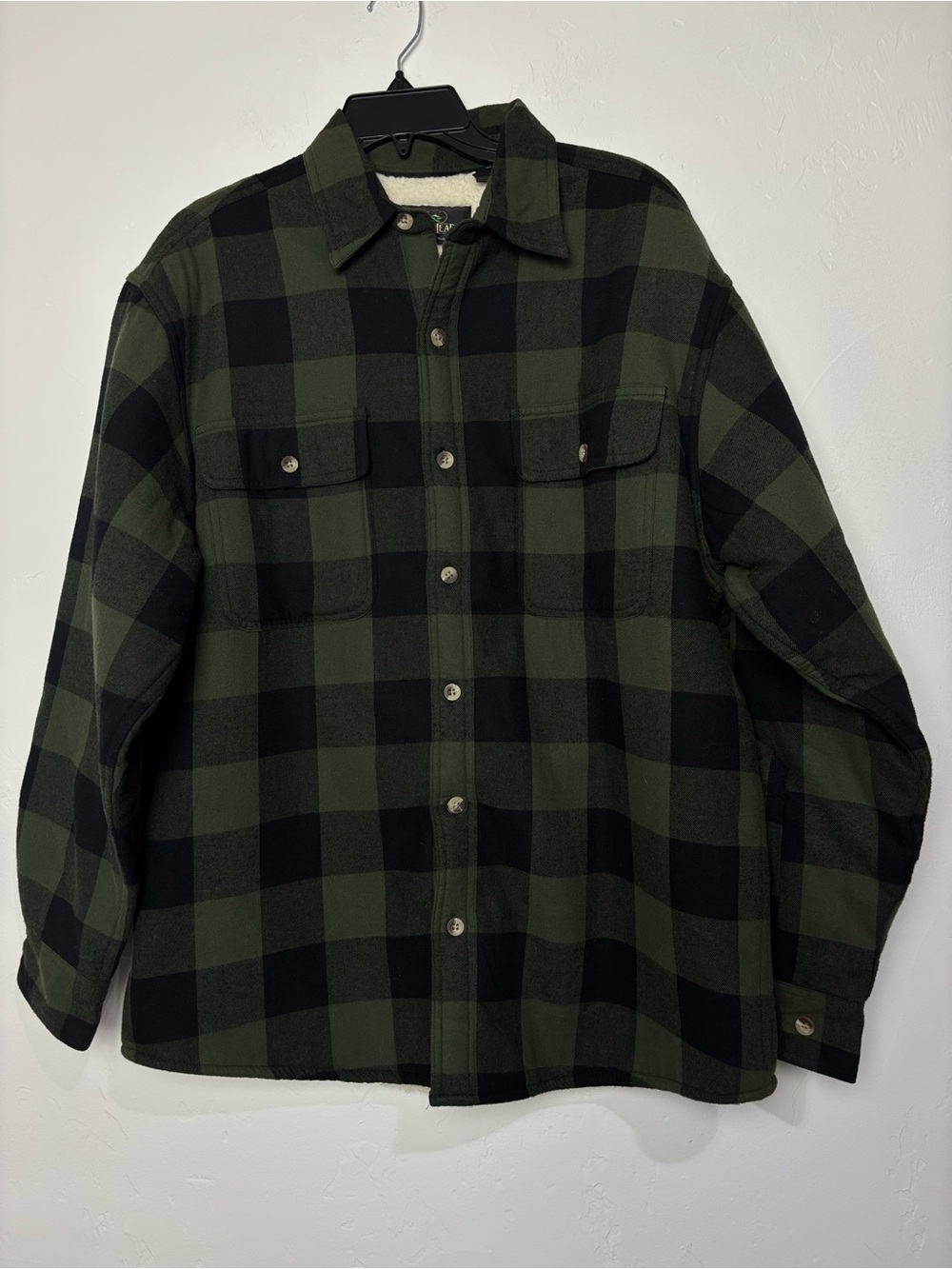 RedHead Men's Buffalo Plaid Green Black Lined Heavyweight Flannel Shirt Jacket M